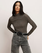 Veronica Beard Nate Mock-Neck Top - Dark Acorn Multi