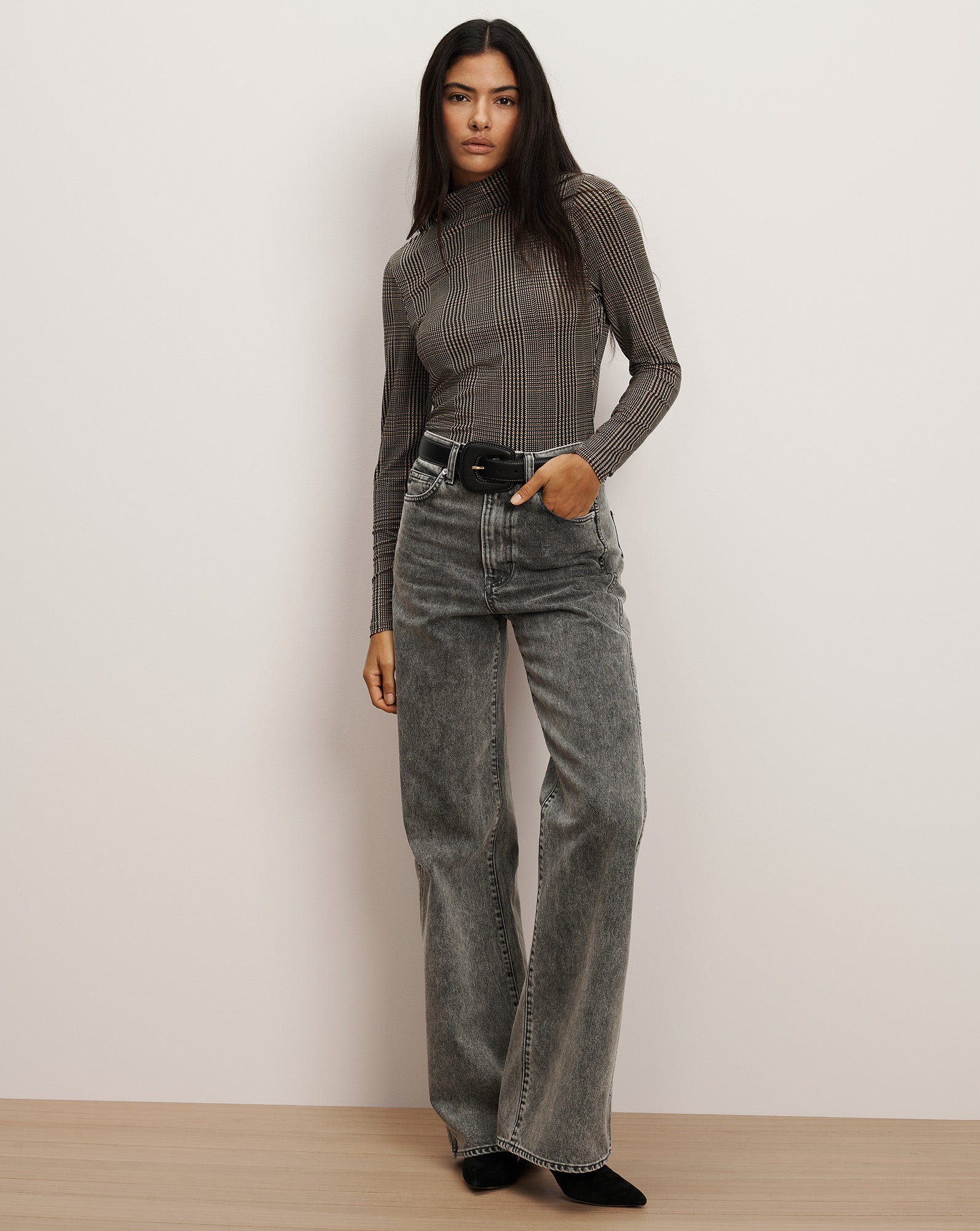 Nate Mock-Neck Top in Dark Acorn Multi | Veronica Beard