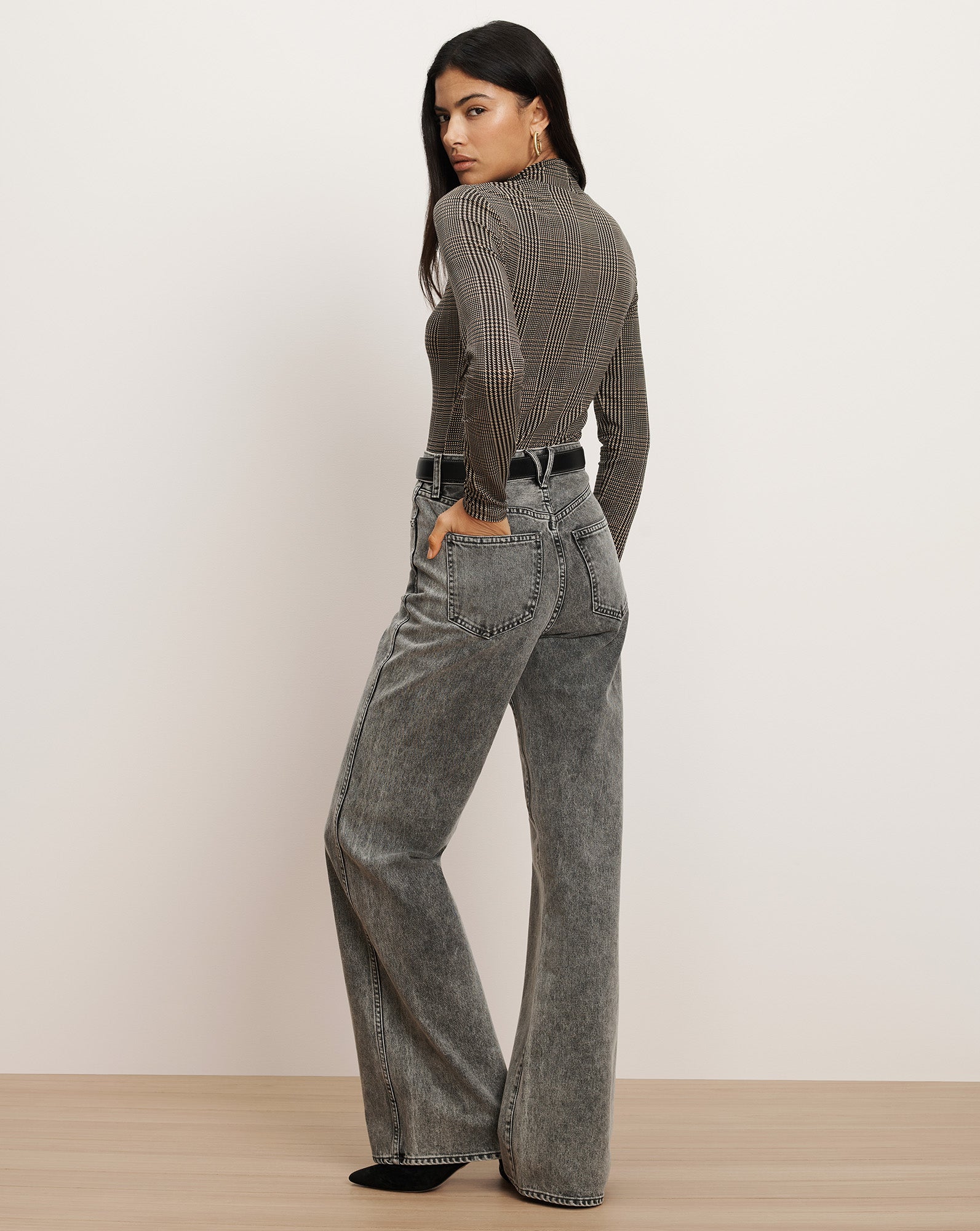 Nate Mock-Neck Top in Dark Acorn Multi | Veronica Beard