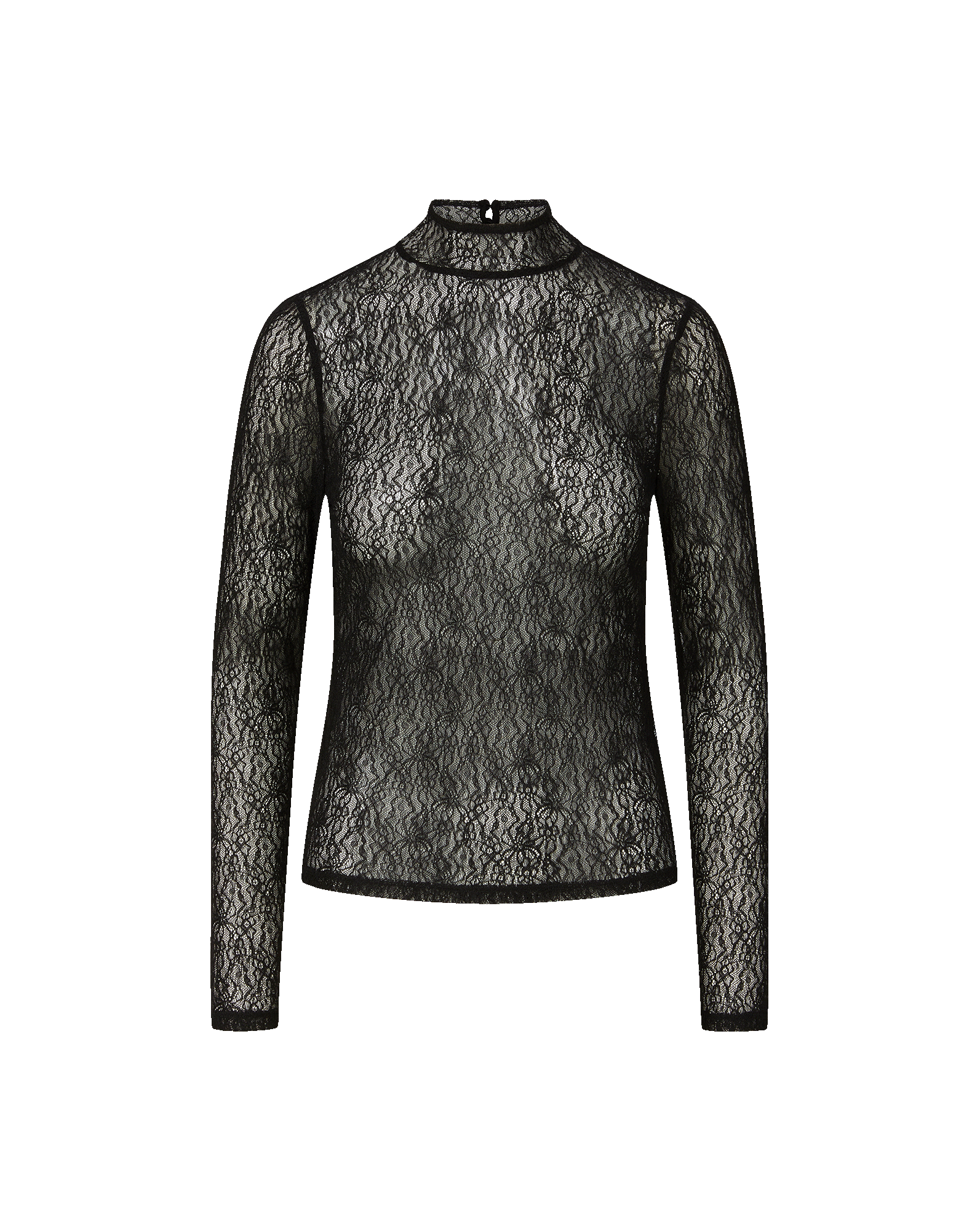 Veronica Beard Nate Lace Mock-Neck Top Black