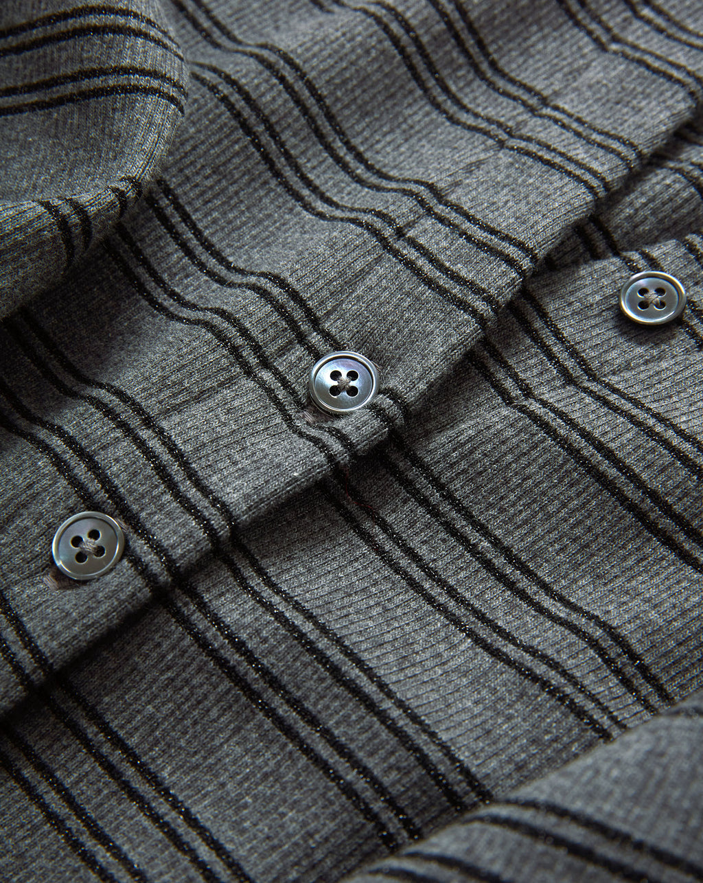 Veronica Beard Dilia Striped Button-Down T-Shirt - Heather Grey/Black