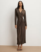 Veronica Beard Neomie Metallic Midi Dress - Gold