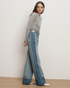 Veronica Beard Taylor Color-Block Wide-Leg Jean - Cloudy Colorblock