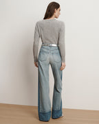 Veronica Beard Taylor Color-Block Wide-Leg Jean - Cloudy Colorblock