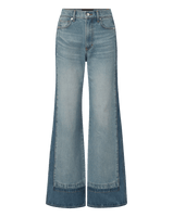 Veronica Beard Taylor Color-Block Wide-Leg Jean - Cloudy Colorblock