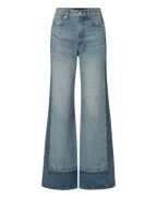 Veronica Beard Taylor Color-Block Wide-Leg Jean - Cloudy Colorblock
