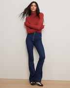 Veronica Beard Beverly Skinny-Flare Trouser Jean - Indigo Rinse