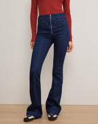Veronica Beard Beverly Skinny-Flare Trouser Jean - Indigo Rinse