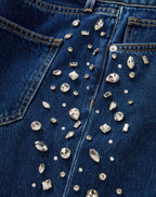 Veronica Beard Kasey Embellished Wide-Leg Jean - Stoned Bright Blue