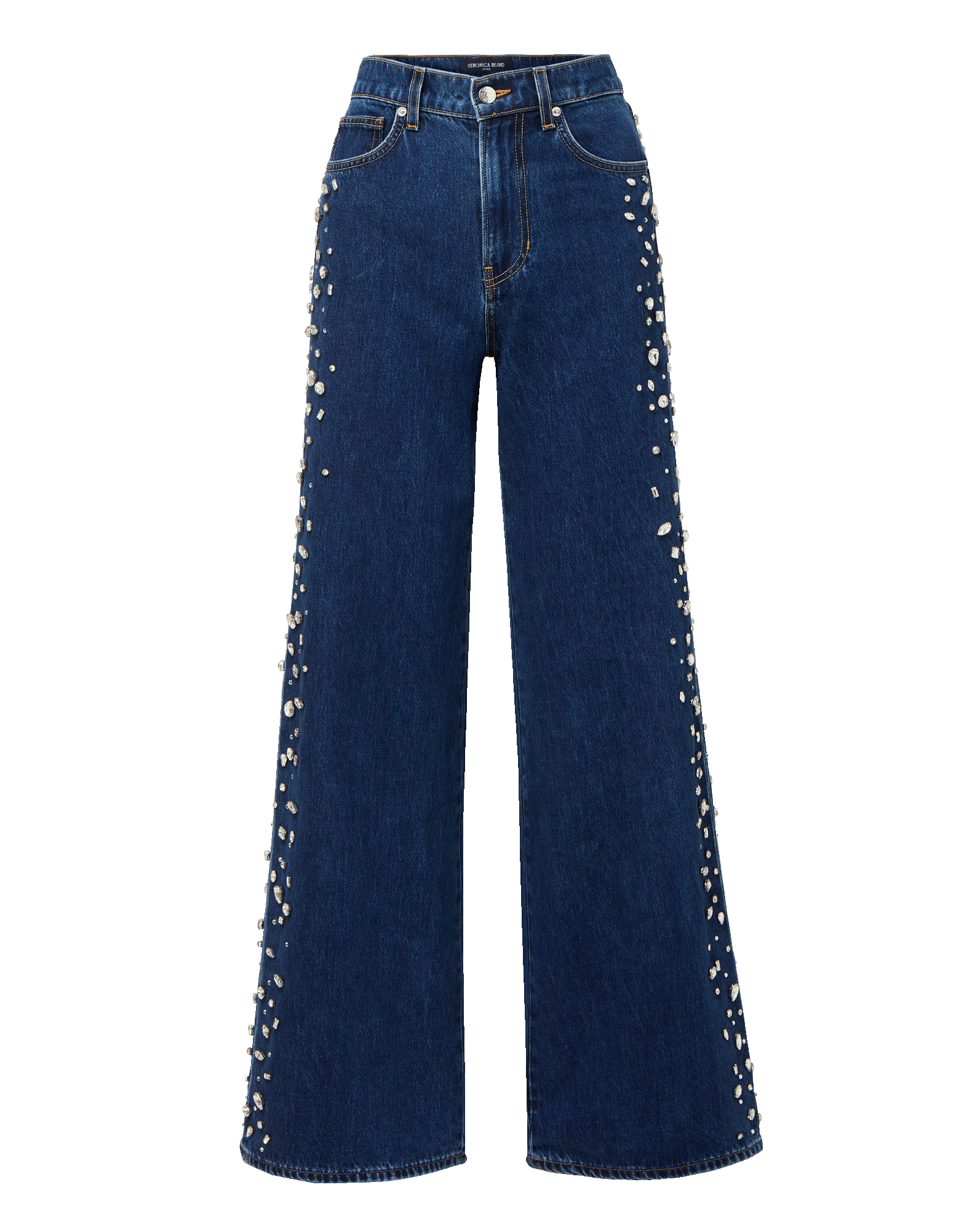 Kasey Embellished Wide-Leg Jean in Stoned Bright Blue | Veronica Beard Kasey Embellished Wide-Leg Jean in Stoned Bright Blue | Veronica Beard