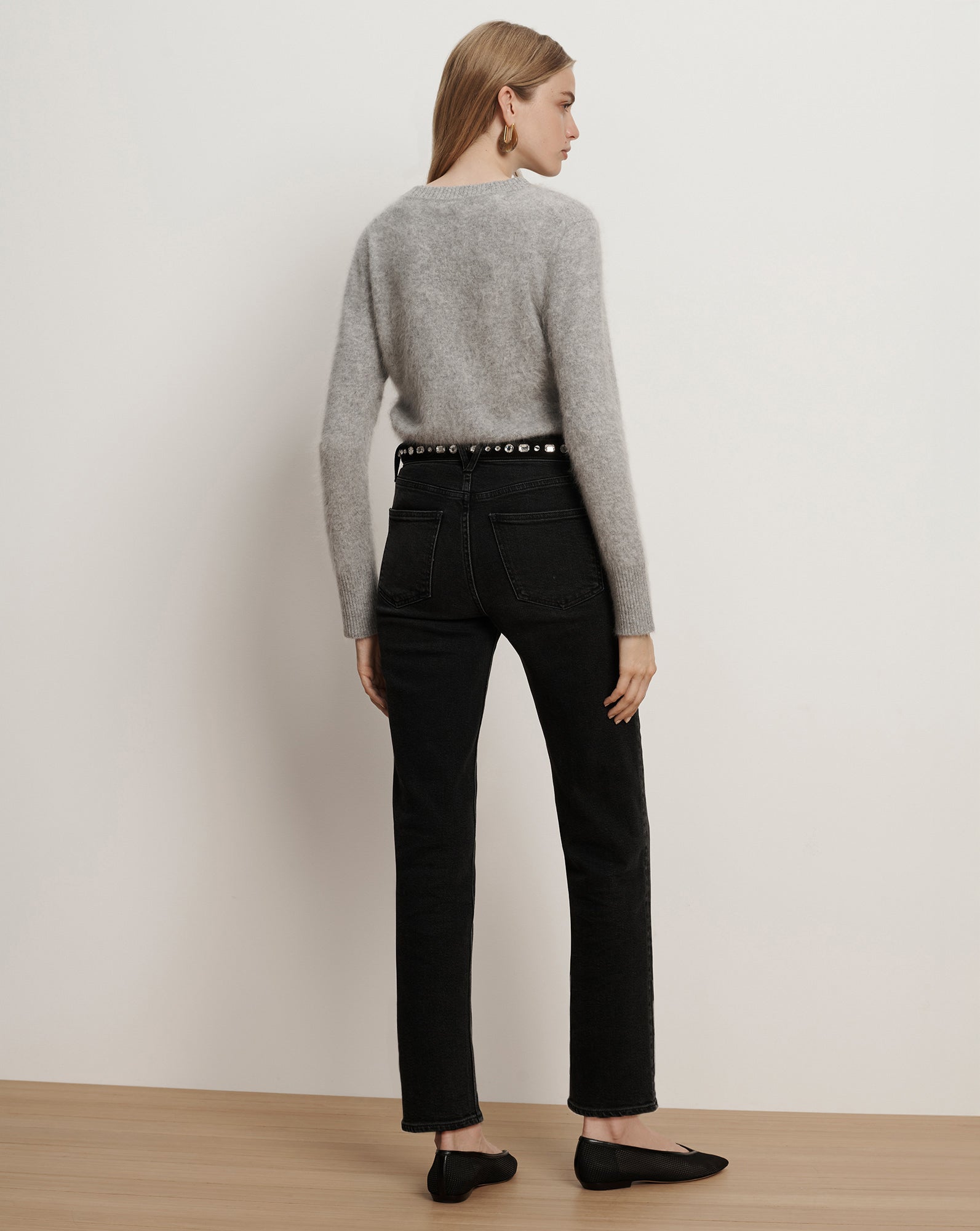 Leah Straight-Leg Jean in Black Denim Washed Onyx | Veronica Beard