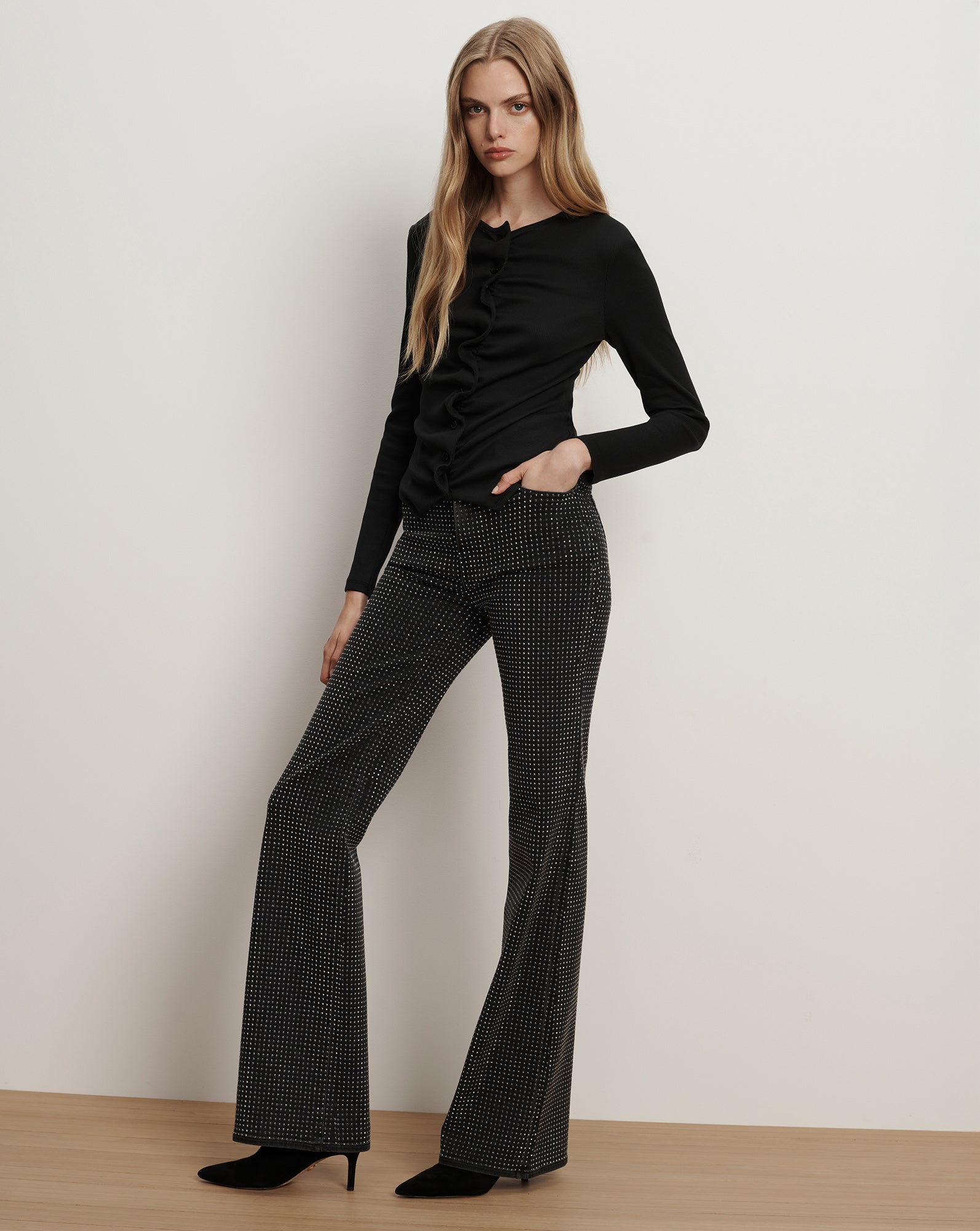 Veronica Beard Jasminah Button-Front Top - Black