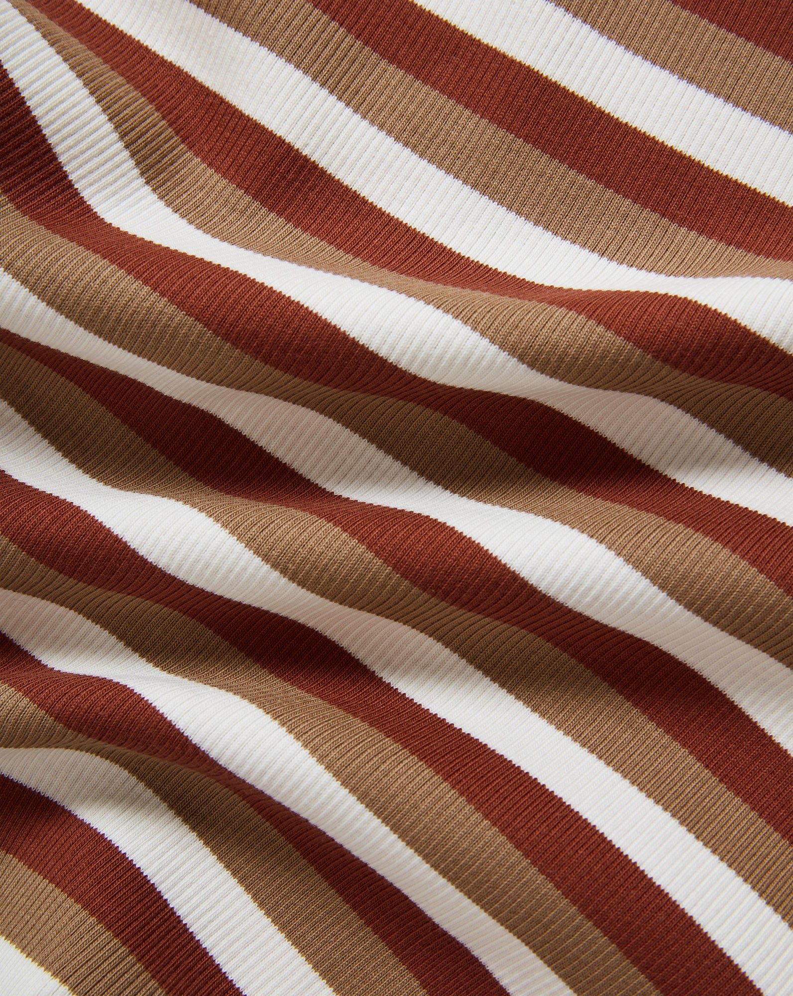 Pruitt Striped Ribbed T-Shirt in Beige & Red Malt/Red Oak/Dove