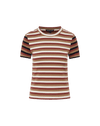 Veronica Beard Pruitt Striped Ribbed T-Shirt - Malt/Red Oak/Dove White