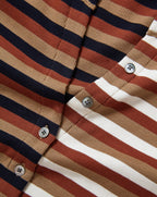Veronica Beard Dilia Striped Button-Down T-Shirt - Malt/Navy/Red Oak