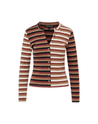 Veronica Beard Dilia Striped Button-Down T-Shirt - Malt/Navy/Red Oak