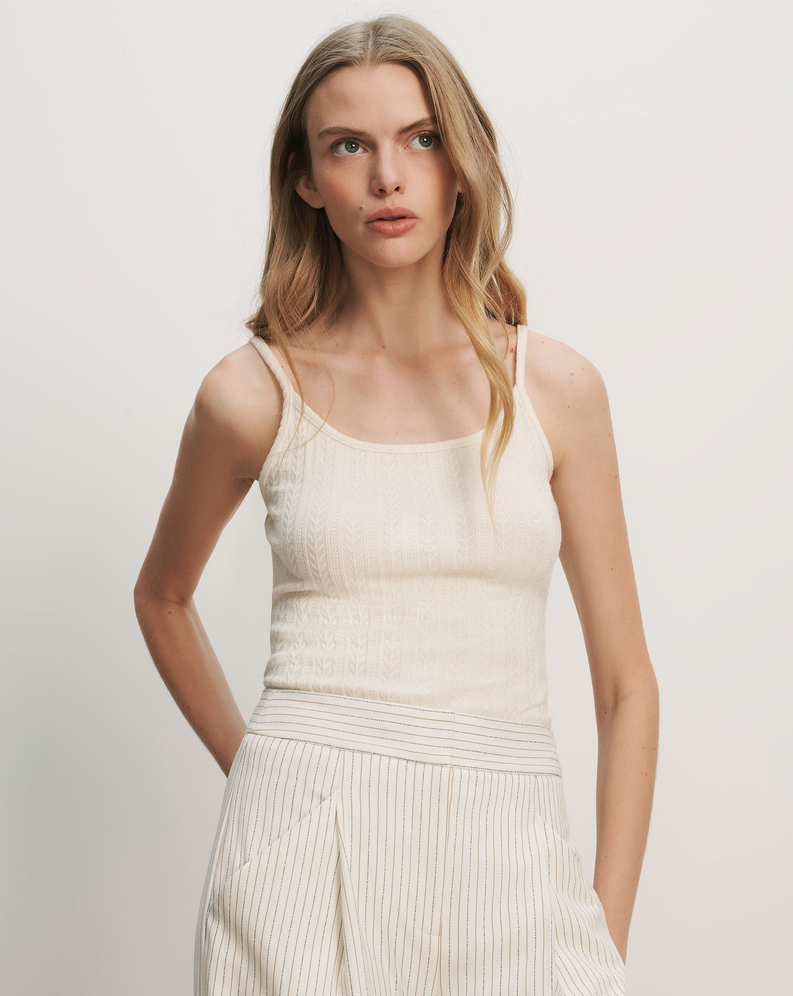 Brodier Knit Tank Top in Ecru | Veronica Beard