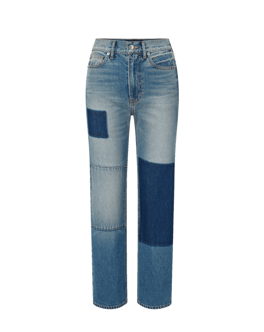 Dylan Patchwork Straight-Leg Jean in Time Lapse | Veronica Beard