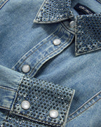 Veronica Beard Eddie Embellished Chambray Shirt - Riviera Breeze