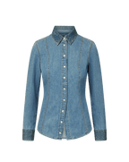 Veronica Beard Eddie Embellished Chambray Shirt - Riviera Breeze