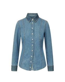 Veronica Beard Eddie Embellished Chambray Shirt - Riviera Breeze