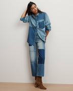 Veronica Beard Dalma Denim Button-Down Shirt - Time Travel
