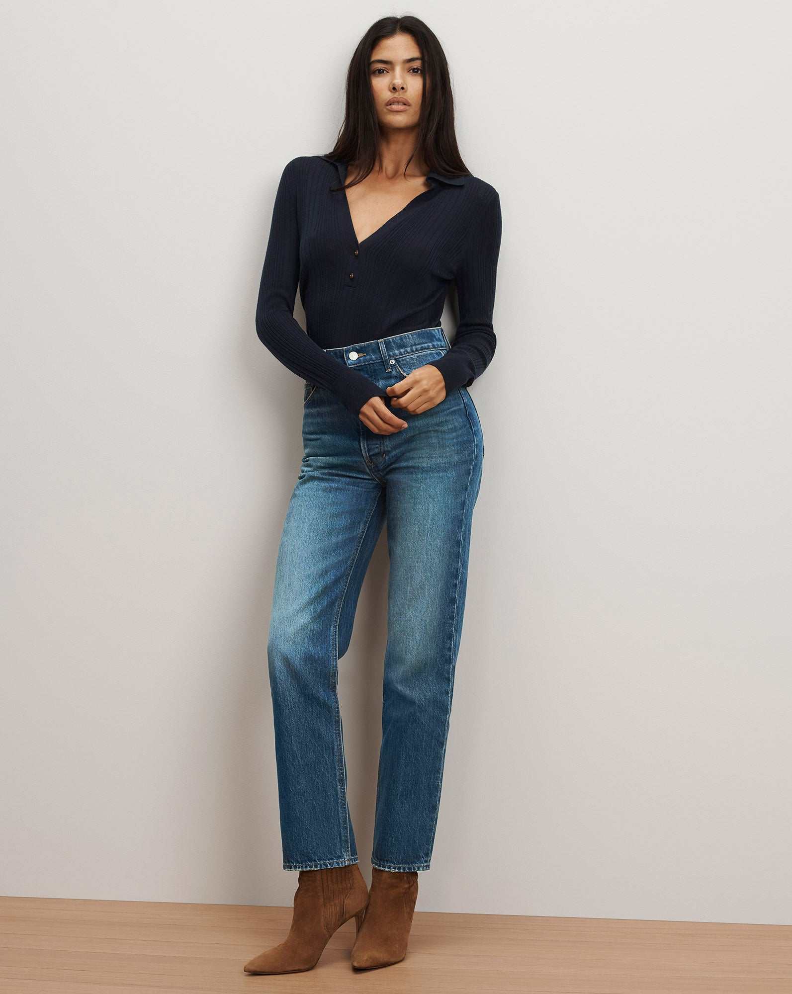 Daniela Straight-Leg Jean in Medium Wash La La Land | Veronica Beard