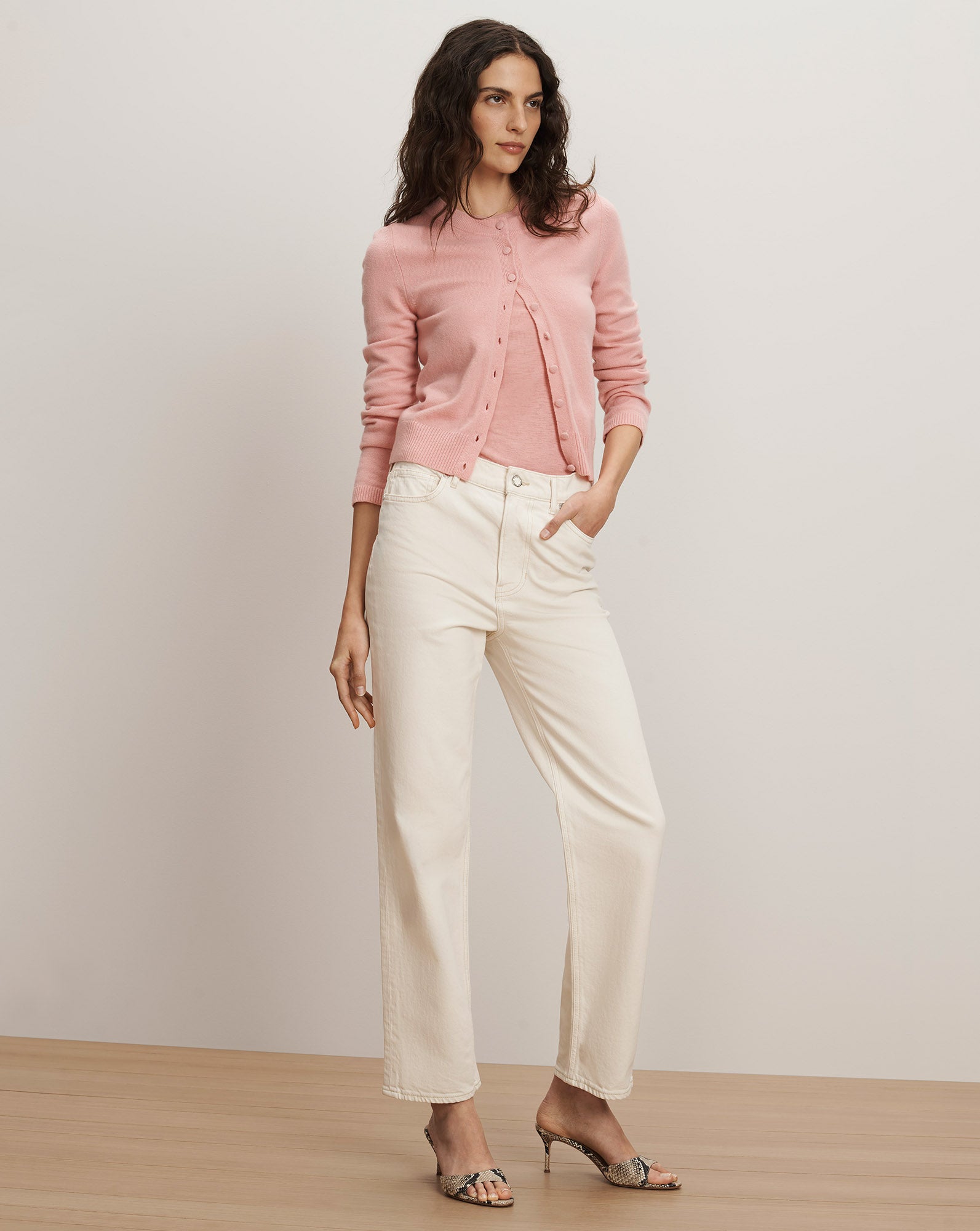 Veronica Beard Leah Straight-Leg Jean - Ecru