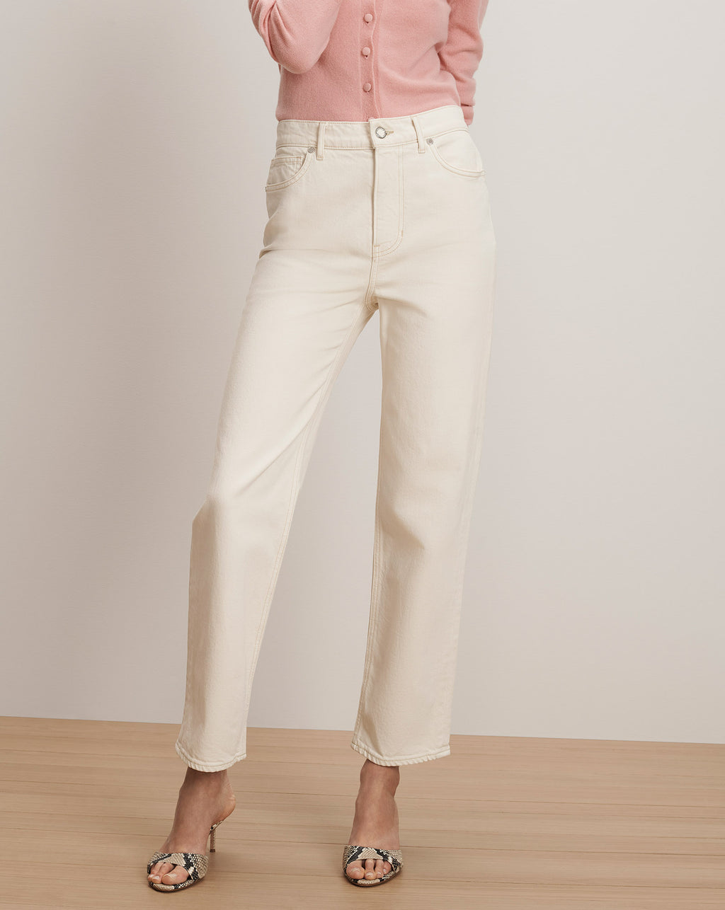 Veronica Beard Leah Straight-Leg Jean - Ecru