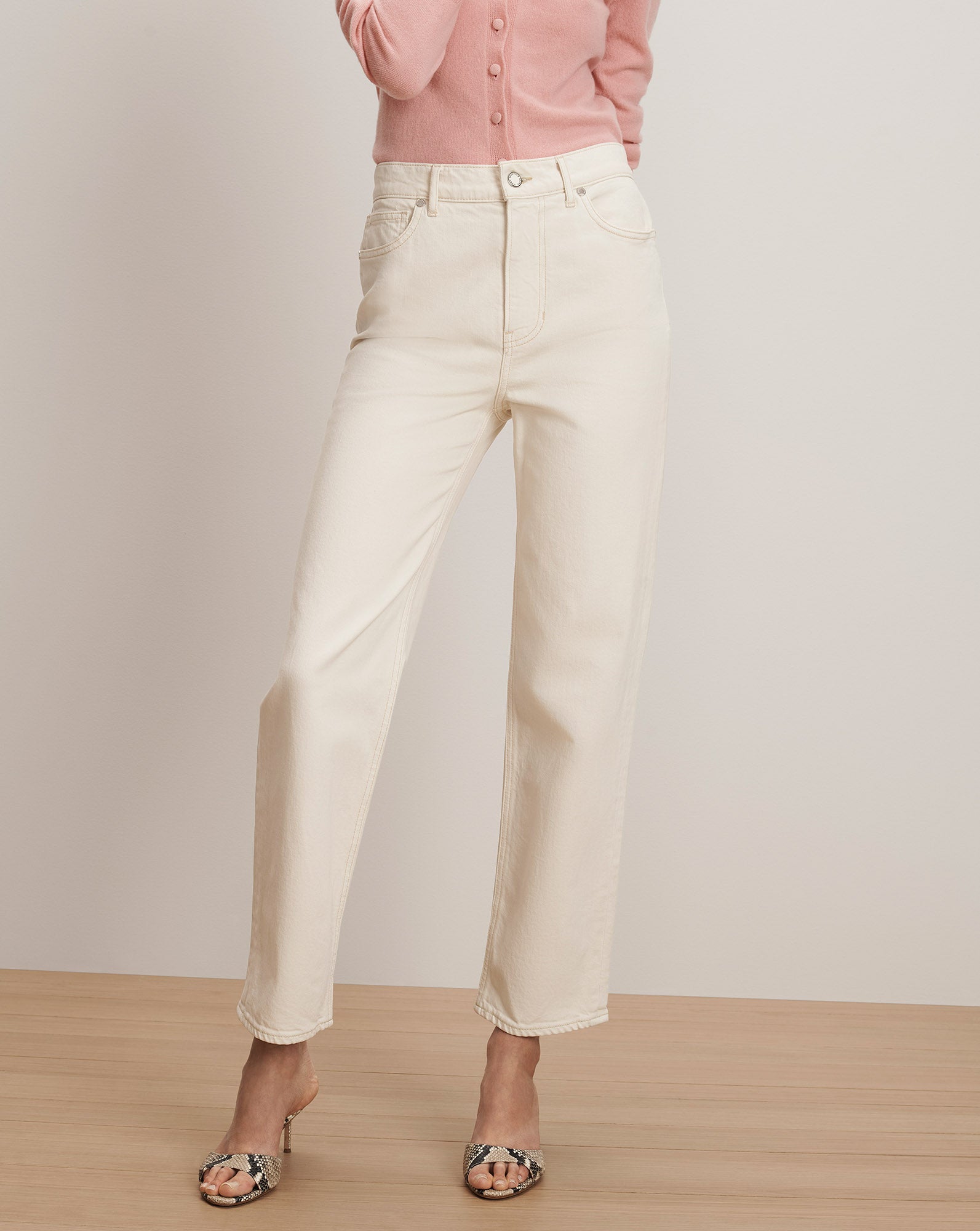 Veronica Beard Leah Straight-Leg Jean - Ecru