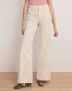 Veronica Beard Kasey Patch-Pocket Wide-Leg Jean - Ecru