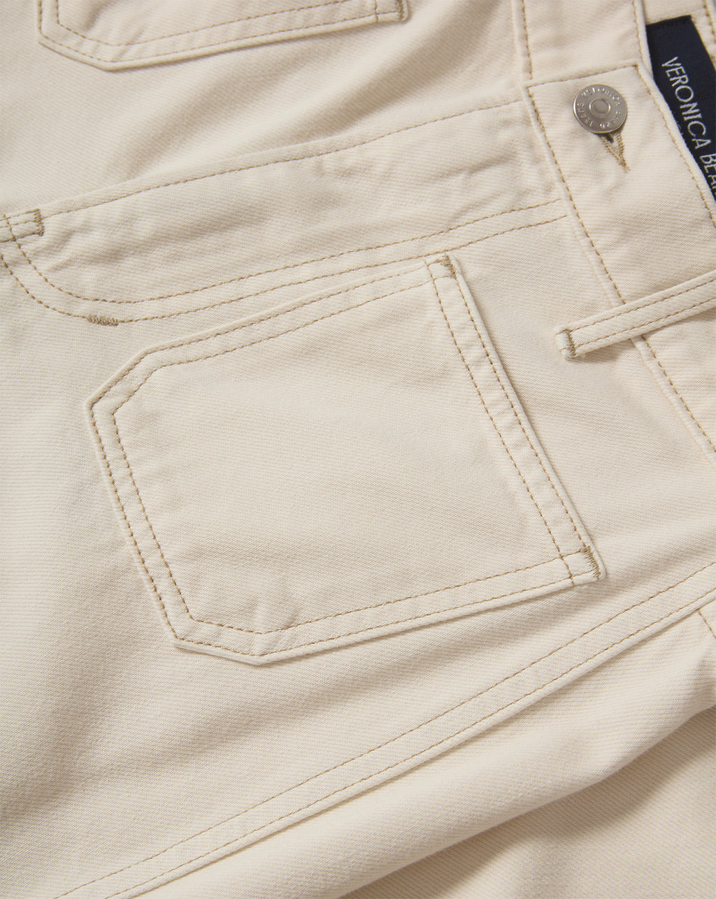 Veronica Beard Kasey Patch-Pocket Wide-Leg Jean - Ecru