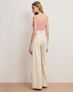 Veronica Beard Kasey Patch-Pocket Wide-Leg Jean - Ecru
