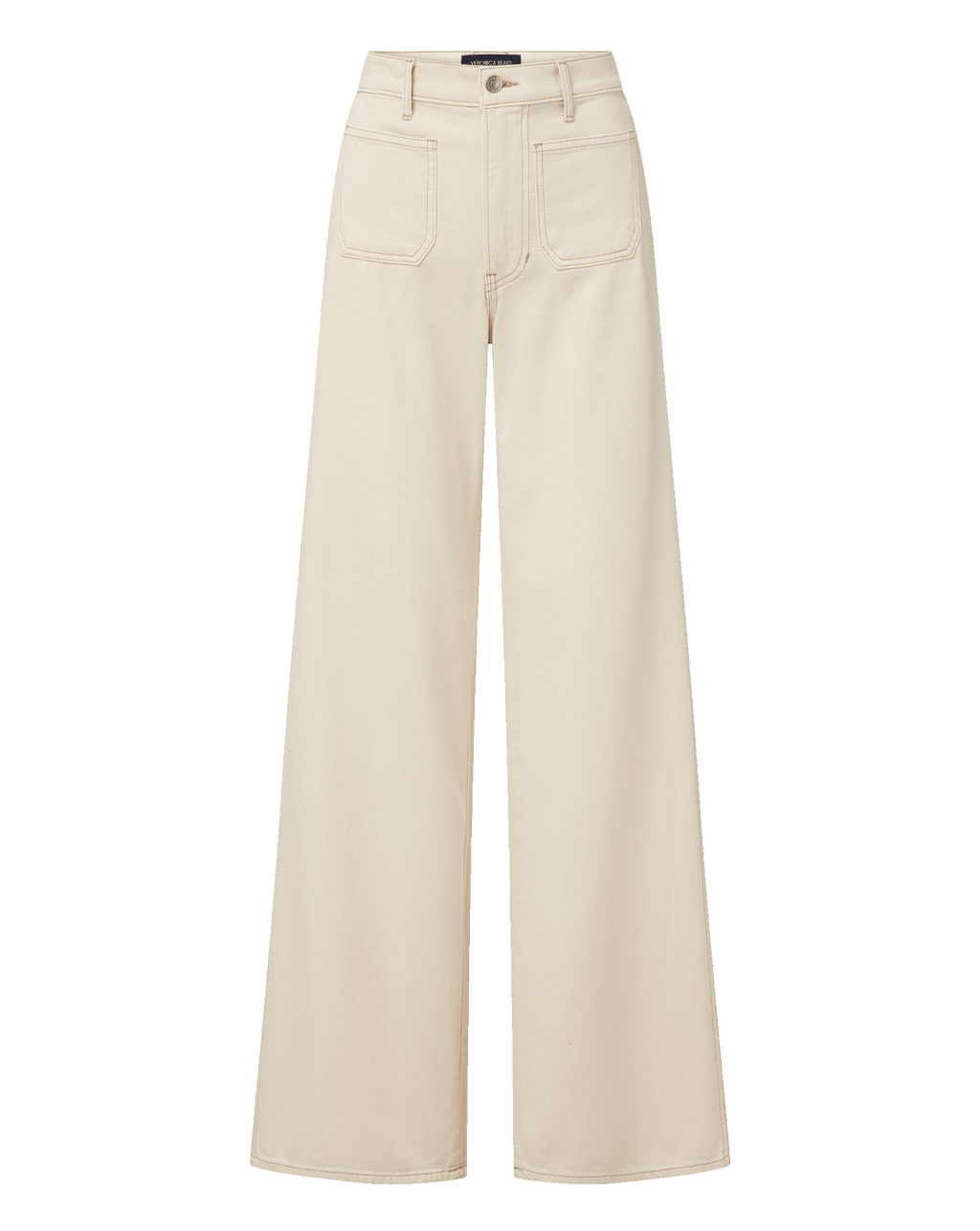 Veronica Beard Kasey Patch-Pocket Wide-Leg Jean - Ecru