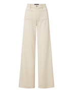 Veronica Beard Kasey Patch-Pocket Wide-Leg Jean - Ecru