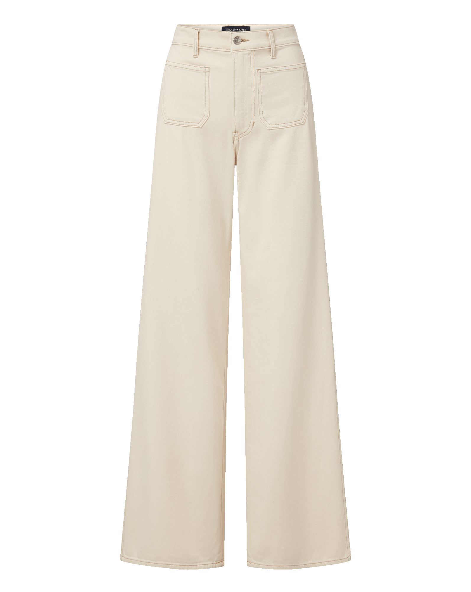 Veronica Beard Kasey Patch-Pocket Wide-Leg Jean - Ecru