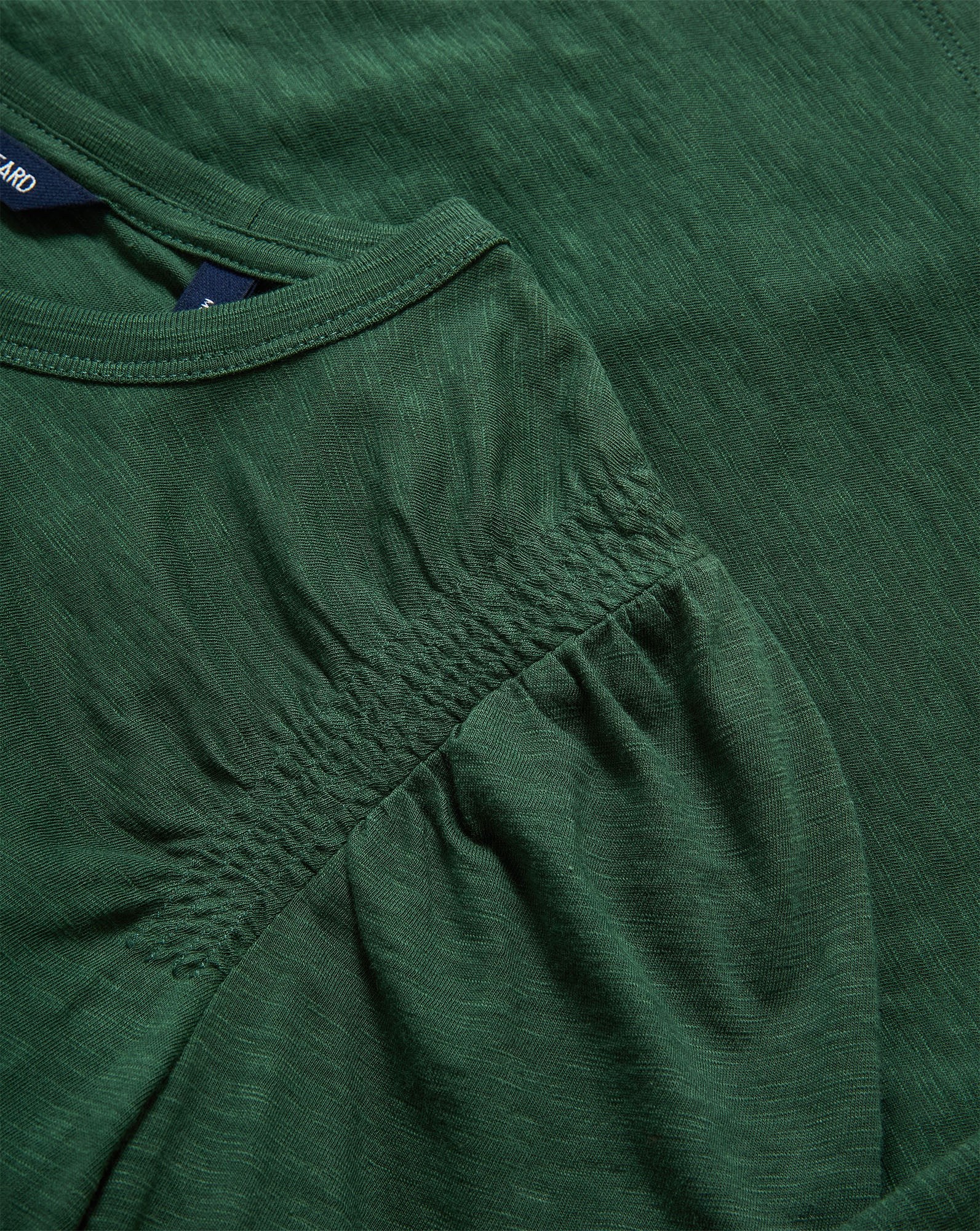 Veronica Beard Bouvet Smocked-Shoulder T-Shirt - Dark Hunter Green