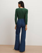 Veronica Beard Bouvet Smocked-Shoulder T-Shirt - Dark Hunter Green