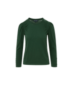 Veronica Beard Bouvet Smocked-Shoulder T-Shirt - Dark Hunter Green