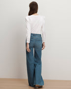 Veronica Beard Bouvet Smocked-Shoulder T-Shirt - White