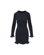 Veronica Beard Baranova Ruffle-Trim Mini Dress Navy