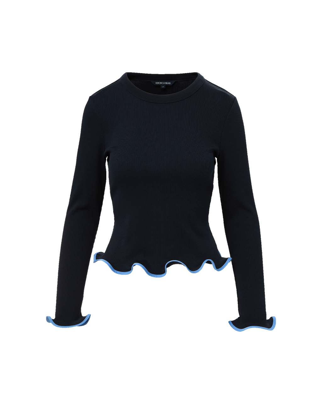 Veronica Beard Elianne Ruffle-Trim T-Shirt - Navy