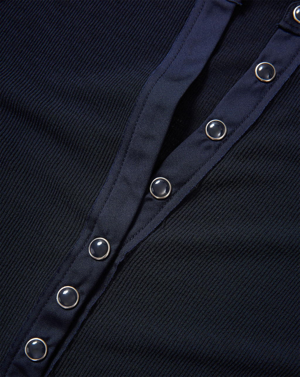 Veronica Beard Drexler Ribbed Henley Top - Navy