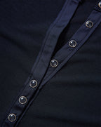 Veronica Beard Drexler Ribbed Henley Top - Navy