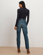 Veronica Beard Drexler Ribbed Henley Top - Navy