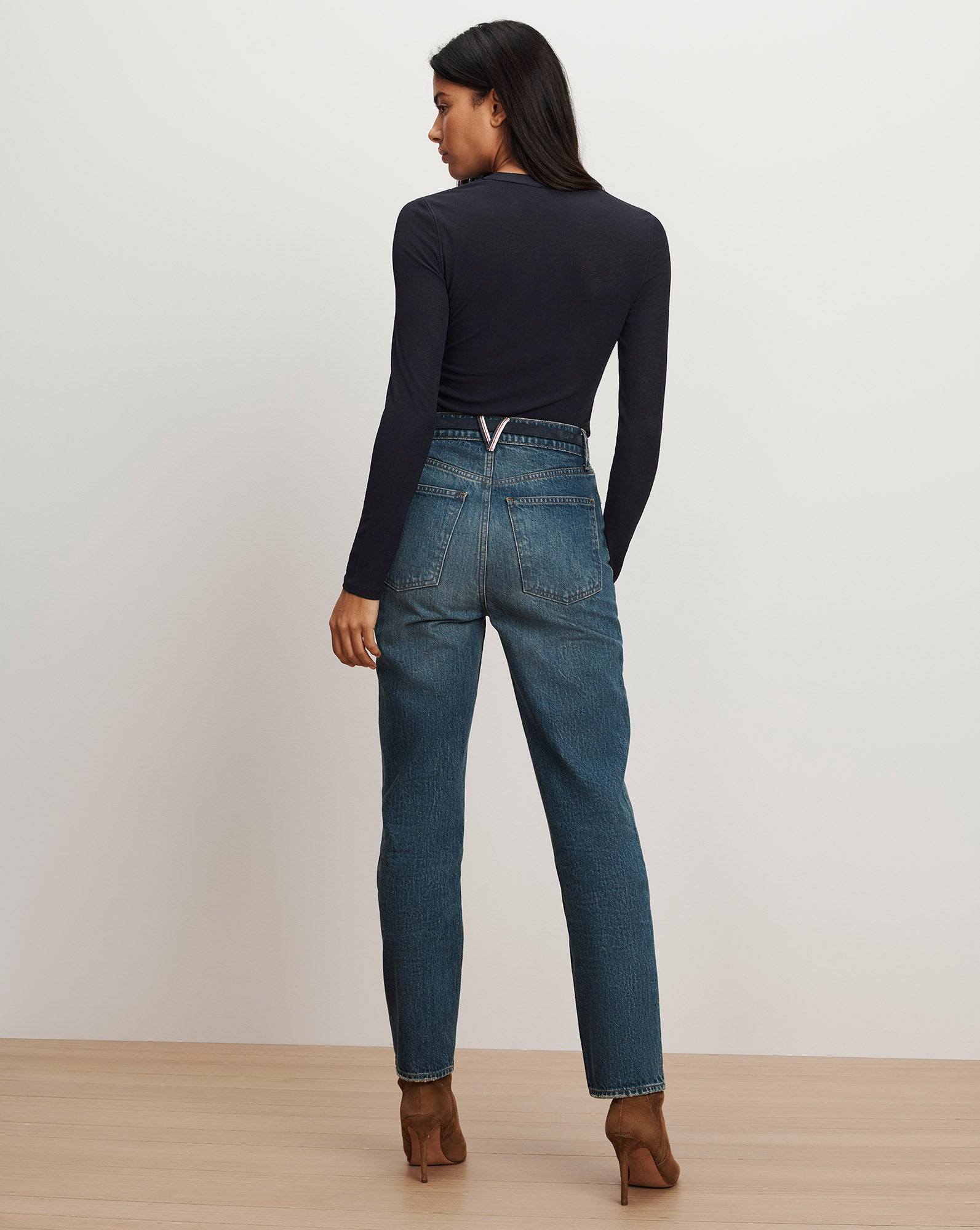 Veronica Beard Drexler Ribbed Henley Top - Navy