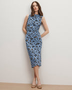 Veronica Beard Sylviani Floral Midi Dress - Ice Blue Multi