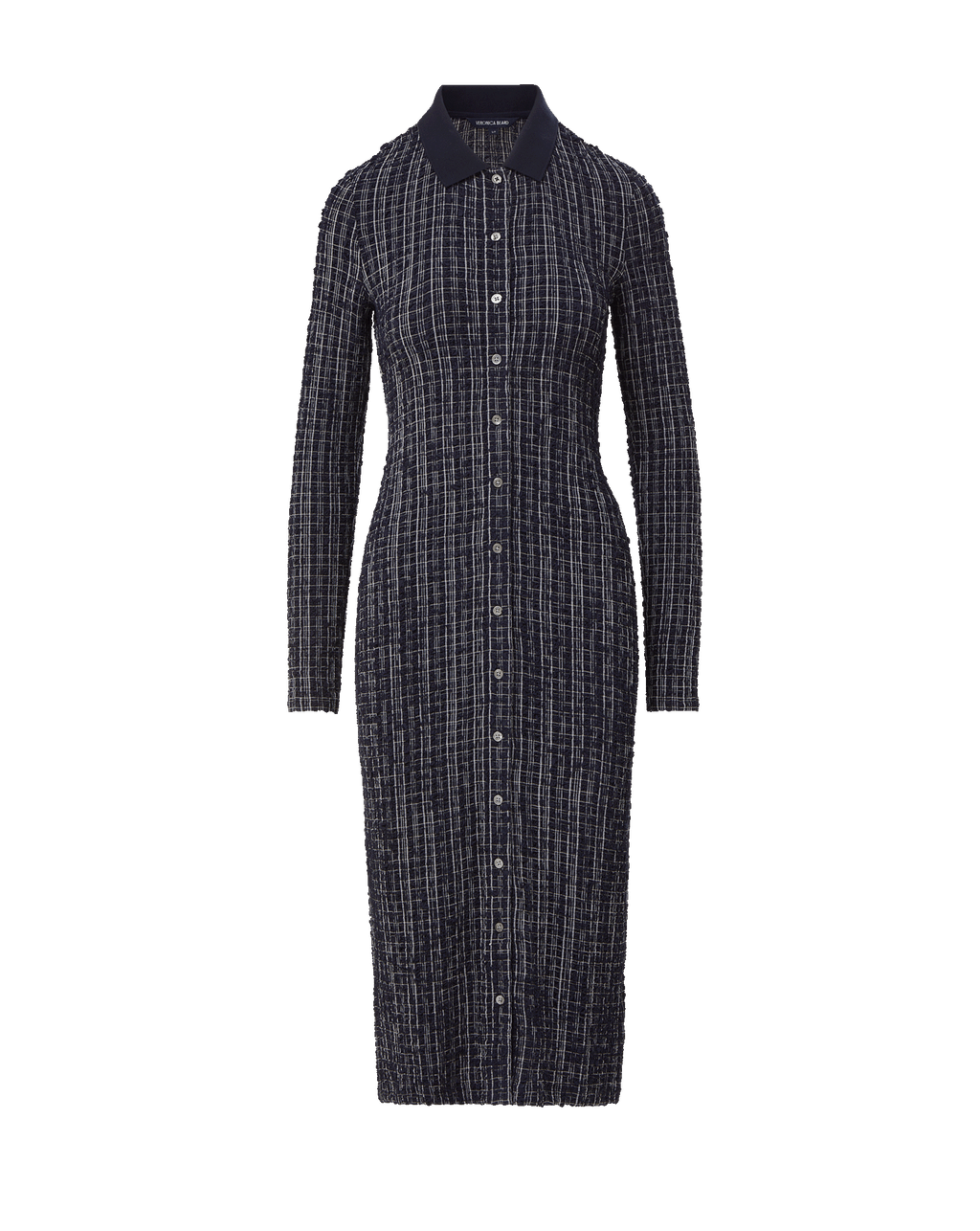 Veronica Beard Barrett Plaid Midi Dress - Navy/White Multi