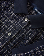 Veronica Beard Benedetta Plaid Polo Shirt - Navy/White Multi