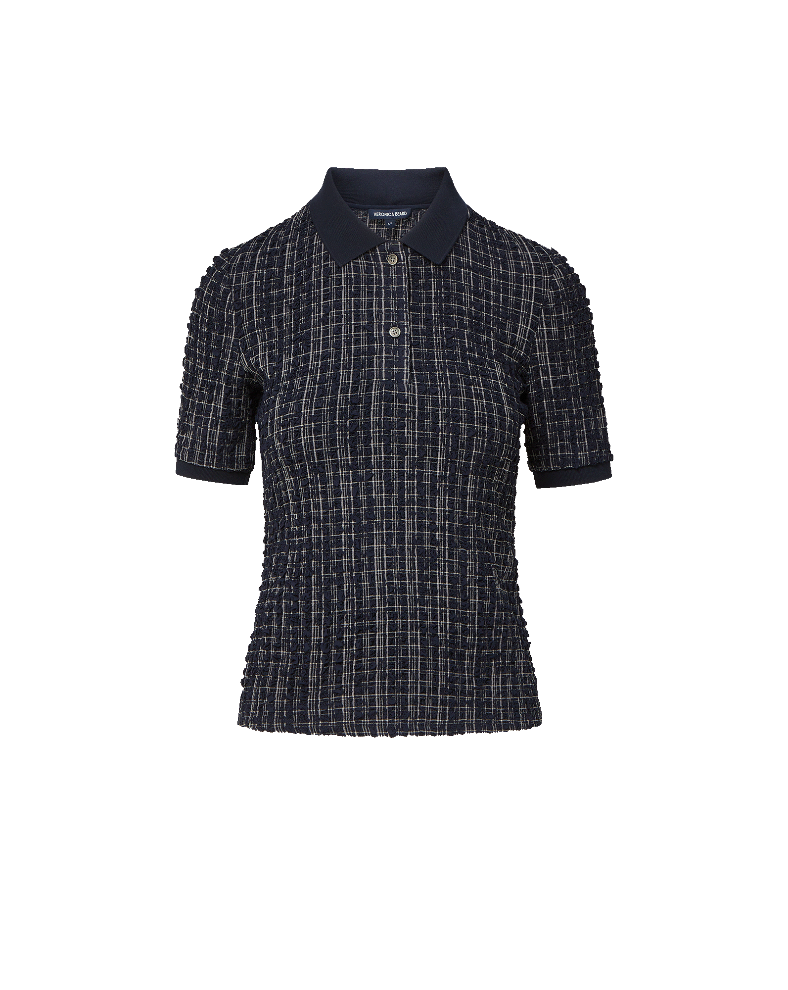 Veronica Beard Benedetta Plaid Polo Shirt - Navy/White Multi